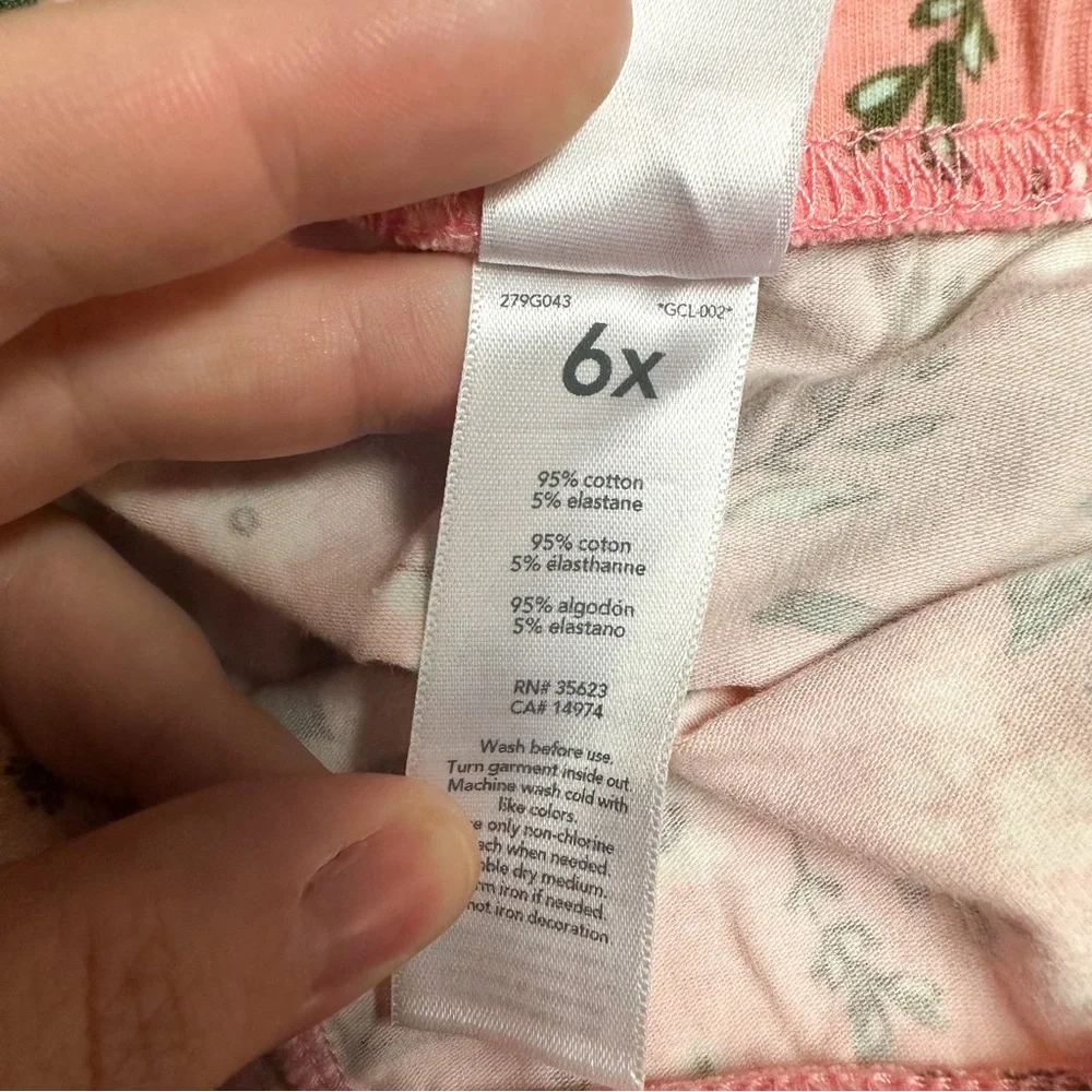 Carters Olive Green & Pink Floral Button Down Top & Leggings Set Girls Size 6X